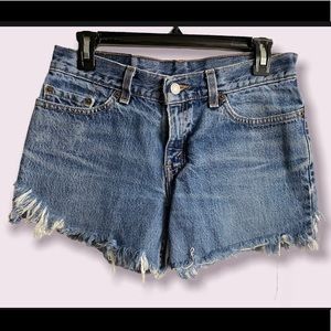 LEVIS - 518 Vintage Super Low Cut-off Denim Shorts 7 Jr (30) Raw Hem Made in USA